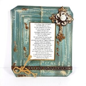 Kathleen Wedemeyer Handmade 4x6 Picture Frame Distressed Teal Cross Farm‎